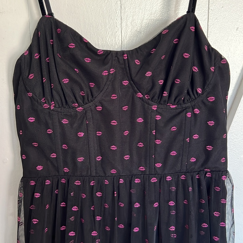 Betsey Johnson Black Dress with Pink Polka Dots - Picture 7 of 9